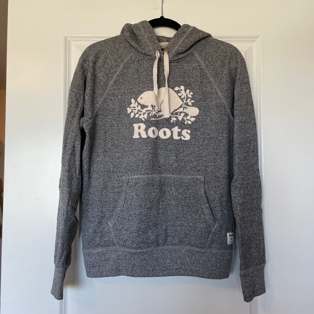 Women’s Roots Salt & Pepper Logo Hoodie Size Small